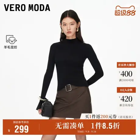 9.12上新Vero Moda针织衫女2025秋季新款半高领绵羊毛微喇袖上衣商品大图