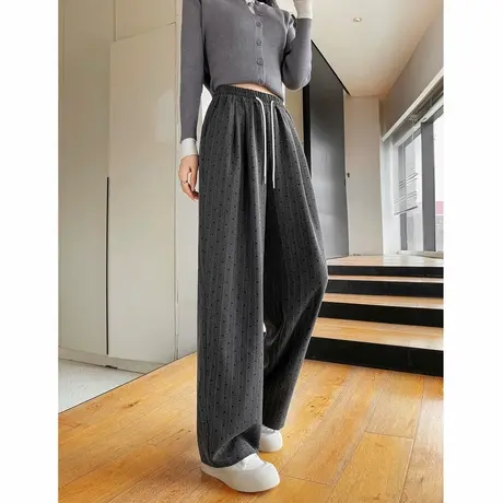 唐狮女宽松休闲条纹TR爱心植绒长裤今年流行爆款裤子直筒裤TUTA图片