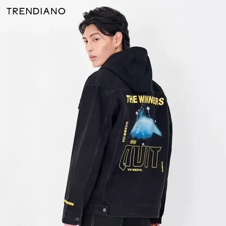 TRENDIANO官方潮牌秋冬男装时尚美式潮流刺绣棉质夹克牛仔外套男商品大图