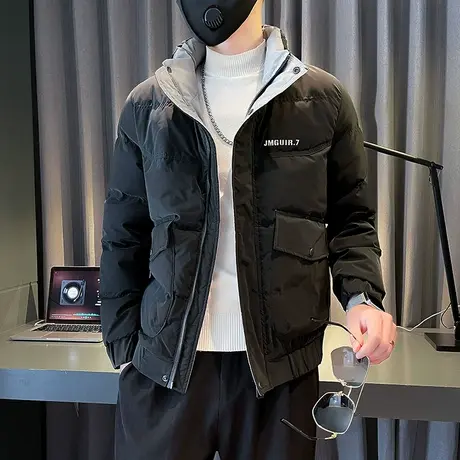 高级感轻薄羽绒服男士冬季新款潮流帅气休闲工装加厚羽绒外套短款图片