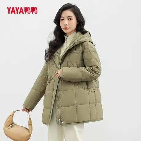 鸭鸭羽绒服女2023冬新品韩版加厚连帽时尚一手长收腰保暖外套S图片
