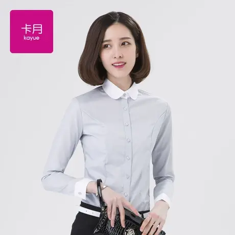 圆领衬衫女长袖2025春秋新款娃娃领打底衫职业正装工作服衬衣上衣商品大图