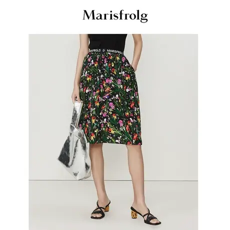 【鸢尾花系列】玛丝菲尔夏季新款桑蚕丝复古时尚碎花半身裙图片