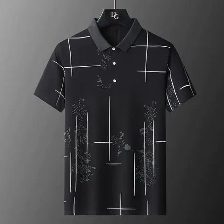 印花工艺宽松翻领短袖T恤男体恤衫时尚百搭透气薄款半袖Polo衫ins图片