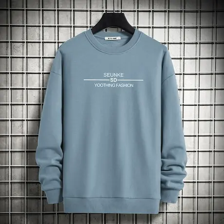 圆领卫衣男潮ins春秋款宽松潮流套头无帽秋季上衣服加绒长袖t恤男商品大图