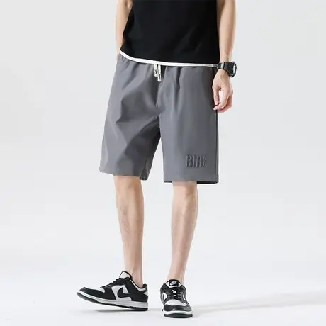 冰丝短裤男夏季薄款宽松刺绣运动五分裤男士潮牌宽松沙滩休闲裤子图片