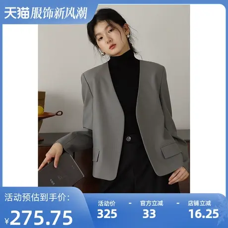 春季小个子短款西装外套女上衣嘉茱莉新款气质英伦风短款小西装商品大图