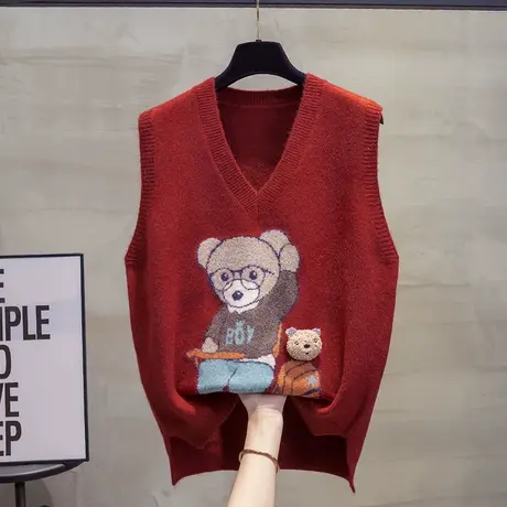 v领针织马甲背心女2023秋装新款宽松外穿马夹叠穿外搭毛衣坎肩潮商品大图