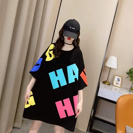 纯棉短袖T恤女装宽松2024年新款春季洋气中长款设计感打底衫爆款图片