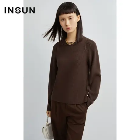 INSUN恩裳冬季挖洞显瘦修身毛织衫图片