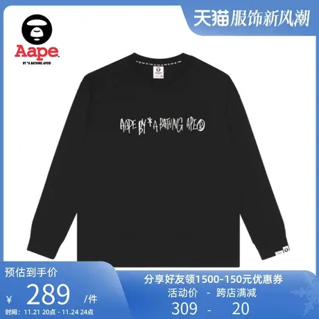 Aape旗舰店男装春夏猿颜唱片字母印花潮流长袖T恤0821XXH商品大图
