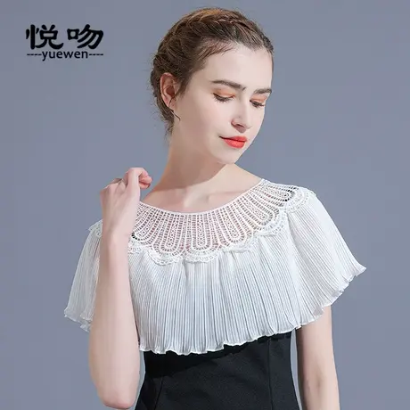 雪纺斗篷披肩外搭小坎肩镂空花边领套头小披肩女夏百搭超短款罩衫图片