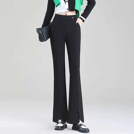 小个子开叉九分喇叭裤垂感显瘦微喇裤高腰休闲裤秋季2023新款裤子图片