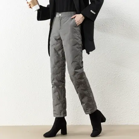 女士羽绒裤女外穿2024新款加厚冬时尚宽松老年人妈妈直筒棉裤冬季商品大图