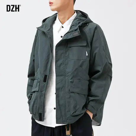 男士工装连帽夹克男潮牌春秋2023新款户外冲锋衣男款痞帅运动外套商品大图