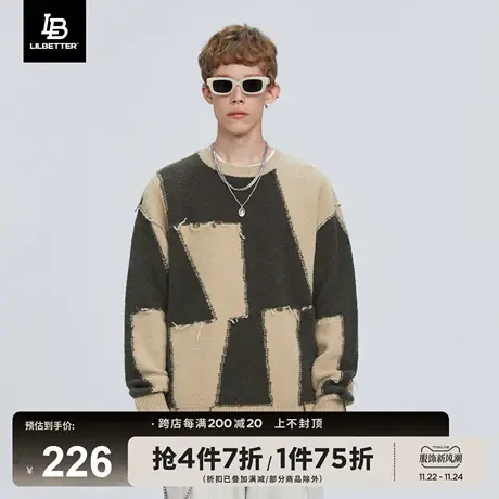Lilbetter毛衣男圆领长袖毛衫宽松慵懒男装秋冬针织衫男士外套LB商品大图