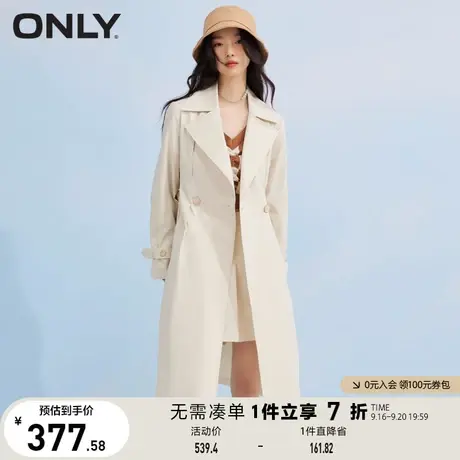 【买5免1】ONLY奥莱夏季时尚通勤风收腰系带中长款风衣外套女商品大图