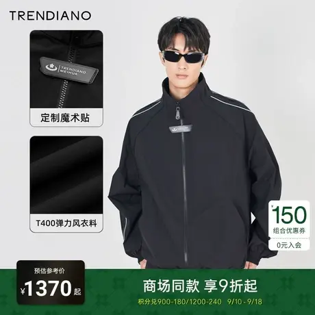 TRENDIANO梅花联名系列2023新款秋季立领轻薄宽松长袖休闲外套潮商品大图