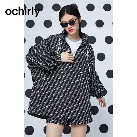 【呼呼严选专享】欧时力外套新款春夏连帽中长运动休闲宽松上衣图片