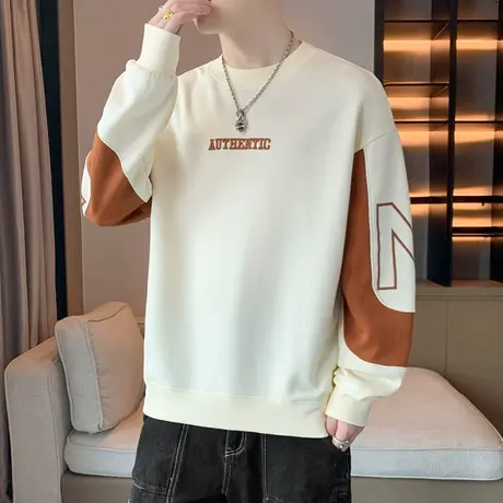 2023秋季新款长袖T恤男潮流时尚休闲百搭刺绣圆领卫衣打底衫上衣图片