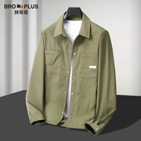 胖哥哥外套衬衫男大码宽松加肥加大时尚潮流胖子肥佬男士衬衣男装图片