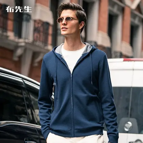 MrBu布先生保暖纯色长袖羊毛开衫秋冬男士拉链羊毛衫外套KT01770商品大图