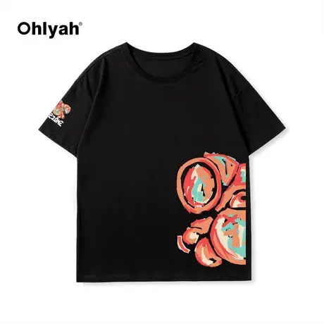 Ohlyah短袖纯棉t恤女2023年新款春季宽松上衣黑色内搭打底衫春秋图片