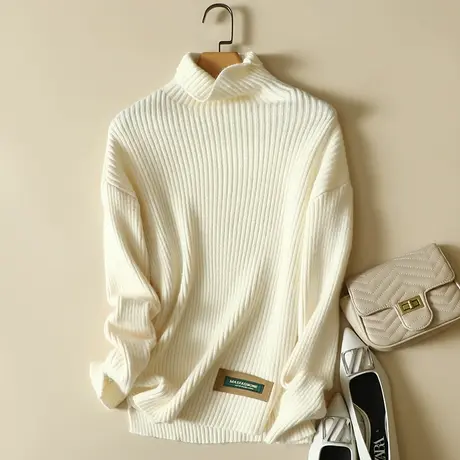 半高领毛衣女宽松外穿慵懒风加厚打底针织衫女装套头2022秋冬新款商品大图