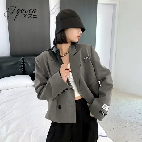 小西装外套女短款上衣秋季复古英伦风小个子气质休闲宽松显瘦西服图片
