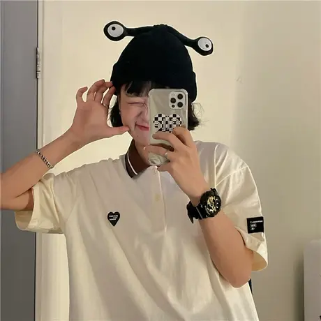 红续2023早春新款韩版宽松polo衫纯棉短袖T恤女上衣ins潮百搭学生图片