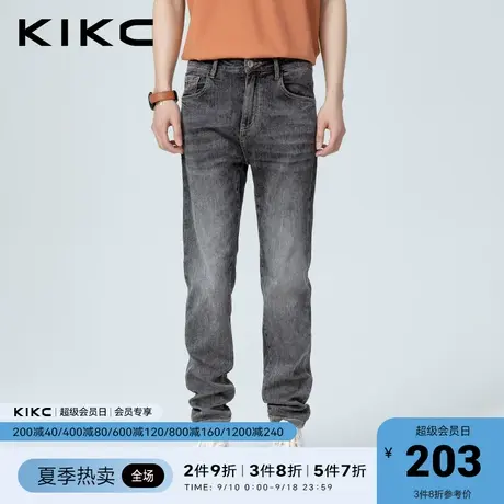 kikc牛仔裤男2023春夏新款商场同款复古刺绣水洗高弹休闲工装长裤图片