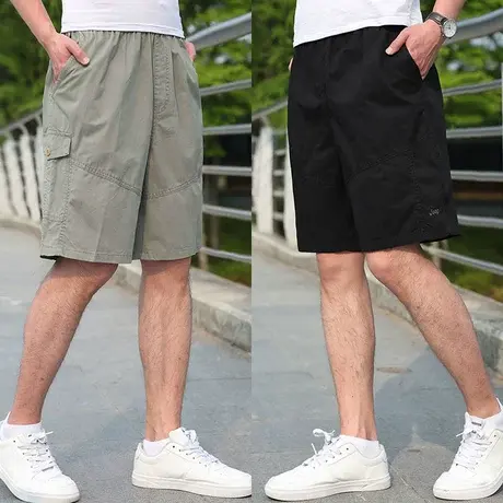 休闲短裤男夏季薄款工装裤宽松大码五分裤夏纯棉中年爸爸夏装裤子商品大图