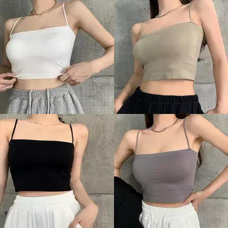 吊带背心女内搭夏季带胸垫抹胸内衣纯欲基础上衣外穿裹胸ins超火图片