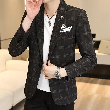 休闲西装男士礼服青年韩版小西服便西商务高档英伦高级感男装外套图片