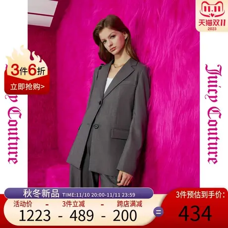 Juicy Couture橘滋23初秋冬新款半岛情书绣花高开衩西服外套上衣图片