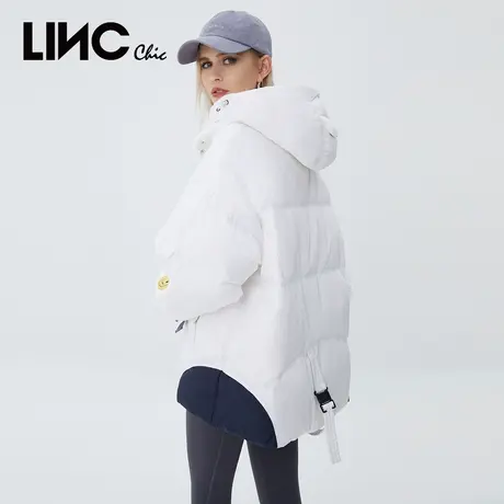 LINC金羽杰短款羽绒服女2023冬新款反季专柜断码连帽女款面包服商品大图