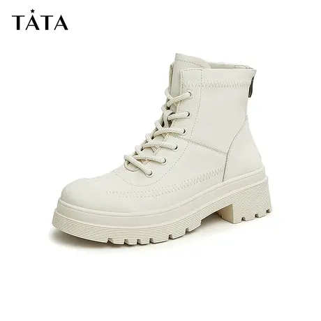 【直播秒杀】Tata他她休闲拼接圆头厚底短靴女方跟W5CA1DD2商品大图