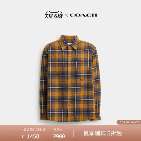 COACH/蔻驰男士格纹纽扣衬衫长袖上衣休闲舒适商品大图