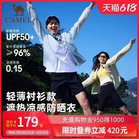 骆驼熊猫冰丝户外防晒衣女2025夏季新款冰凉透气开衫防晒服薄外套商品大图