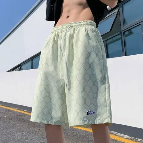 沙滩裤男夏季薄款冰丝花短裤居家睡裤宽松潮流休闲五分速干大裤衩商品大图