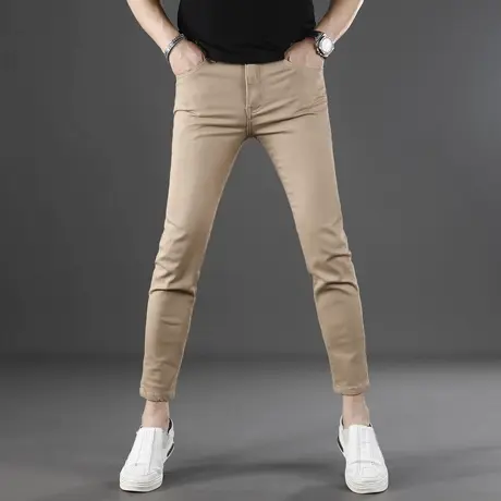 夏季薄款卡其九分休闲牛仔裤男修身小脚2025新款韩版男生裤子9分商品大图