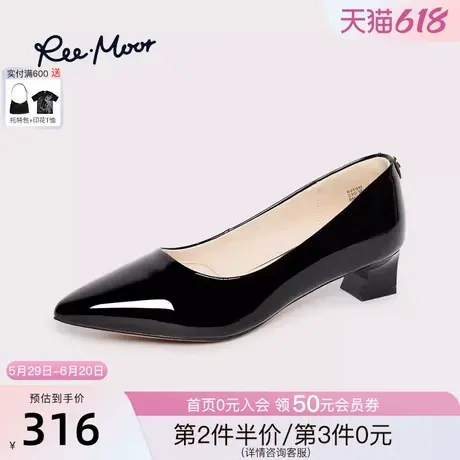 REEMOOR睿慕2025春夏新款优雅通勤粗高跟鞋经典尖头舒适单鞋女鞋图片