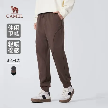 骆驼男装针织卫裤男2025新款春秋棉感亲肤宽松休闲运动束脚长裤子商品大图