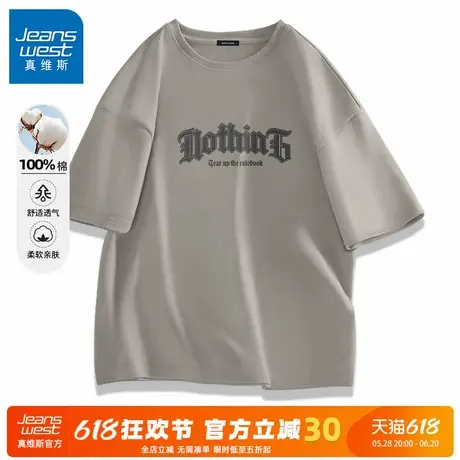 GV真维斯美式短袖男t恤潮流复古高街半袖体恤衫2025夏季纯棉上衣C商品大图