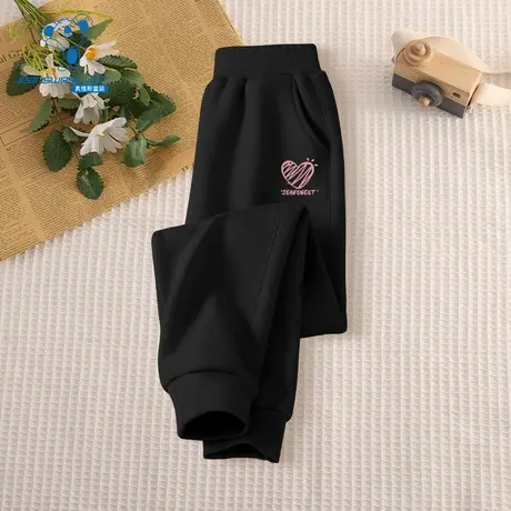 JU真维斯女童2025春季新款爱心时尚流行户外百搭中大童束脚卫裤图片