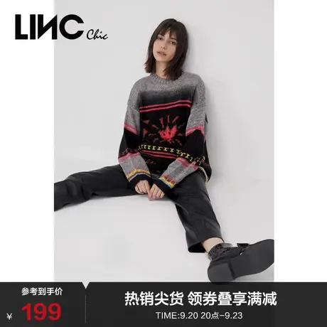 LINCCHIC金羽杰先锋设计毛衣轻摇滚渐变提花棉羊毛毛衣女2031124图片