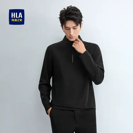 HLA/海澜之家半开襟拉链休闲上衣时尚运动风长袖男图片