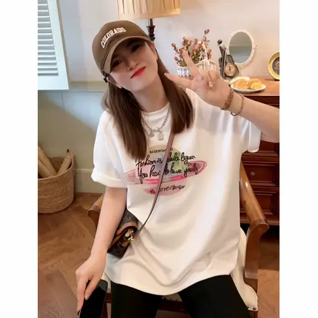 小众欧货别致印花短袖t恤夏季女装美式新款潮牌复古百搭上衣女图片