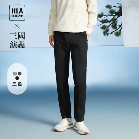 HLA/海澜之家三国演义休闲裤2023秋季新款抽绳系带明线梭织裤子男商品大图