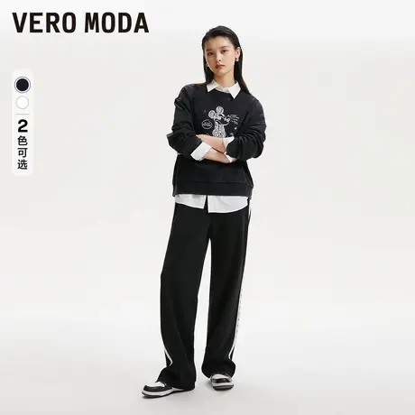 Vero Moda奥莱休闲裤女春秋新款运动坑条华夫格直筒阔腿裤子流行图片